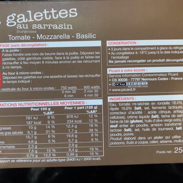 2 galettes au sarrasin tomates mozzarella basilic