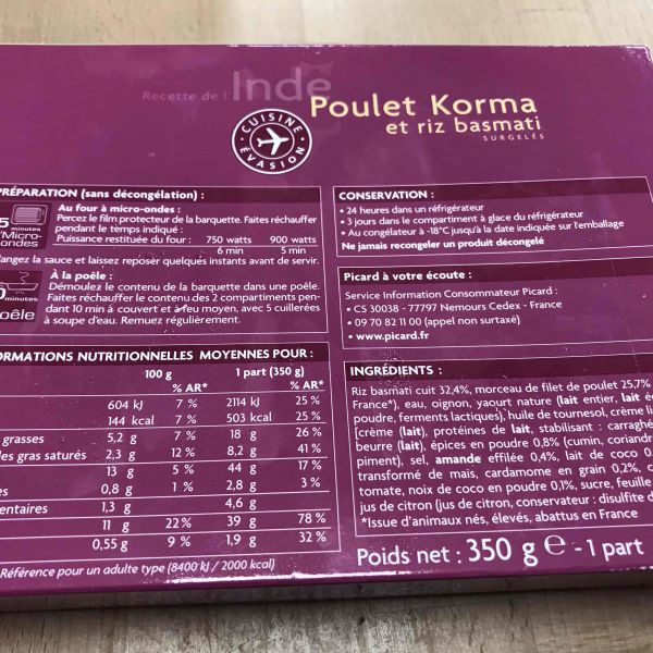 Poulet Korma et riz basmati