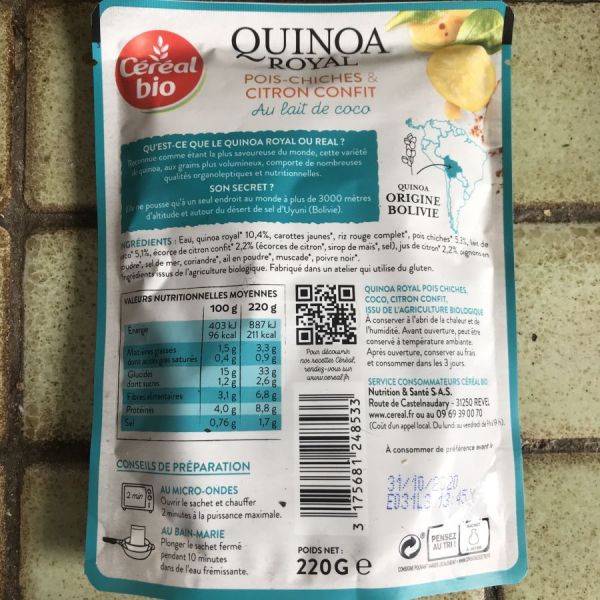 Quinoa royal pois-chiches & citron confit