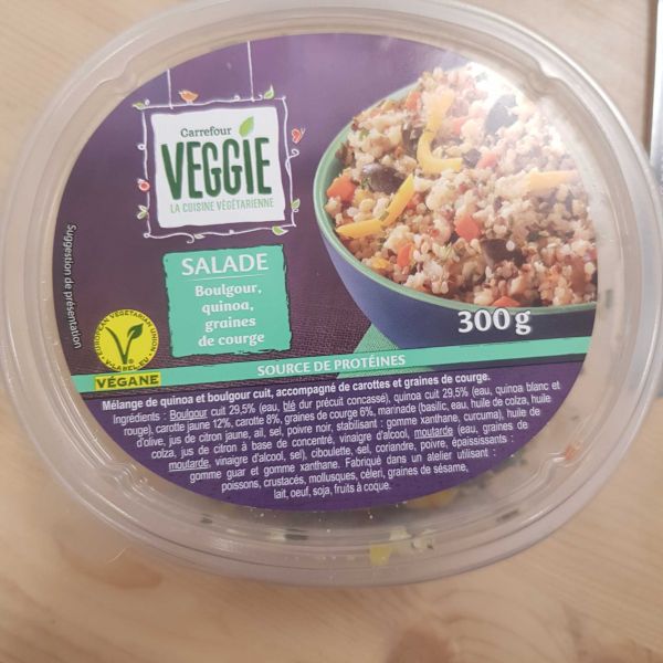 Salade 
boulgour, quinoa, graines de courge