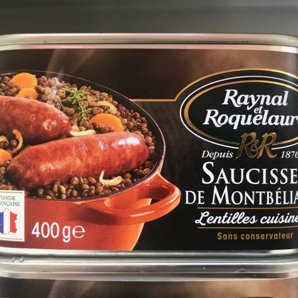 Saucisses de Montbéliard - Lentilles cuisinées