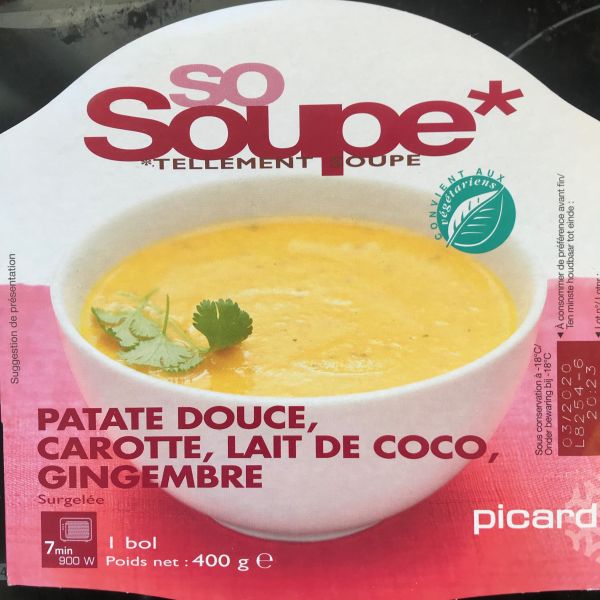 So Soupe Patate Douce, Carotte, Lait de Coco, Gingembre